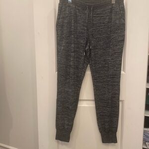 Thin, black salt and pepper joggers